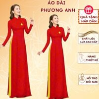 Áo dài lụa cờ đỏ sao vàng ngôi sao lệch - Áo Dài Phương Anh Nữ - vải mịn mát, co dãn nhẹ