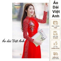 Áo dài lụa in 3D tay phối hoa nhí trẻ trung, size từ S-3XL - Áo Dài Việt Anh