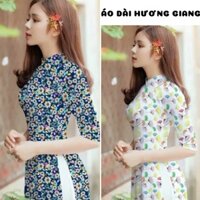 Áo dài lụa in hoa nhí vải lụa mịn mát trẻ trung - Áo Dài Hương Giang