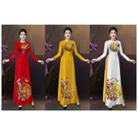 Áo dài lụa Nhật chữ hỷ cổ tròn sang trọng nổi bật tôn dáng tôn da sẵn 3 màu cho chị em