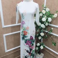 Áo dài lụa Nhật mã cò trắng ( áo và quần) tháng 10