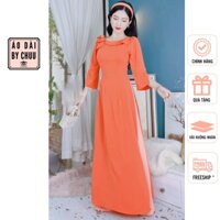 Áo dài lụa nữ, áo dài cách tân kiểu cổ thuyền nơ vai CHUU AD9204 - không kèm quần
