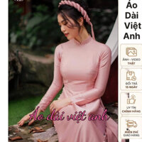 Áo dài lụa vân gỗ màu hồng phấn,áo dài ăn hỏi, áo dài cô dâu - Áo Dài Việt Anh
