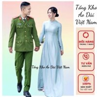 Áo dài lụa  vân gỗ màu xanh đá đính ngọc thủ công,size từ S-3XL - Tổng Kho Áo Dài Việt Nam