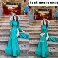 Áo dài lụa vân gỗ màu xanh, vải lụa mềm mại,size từ S-3XL- Áo Dài Hương Giang Nữ Women Dress