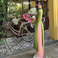 Áo dài lụa xuông trơn cốm kèm quần may sẵn thiết kế ( Áo dài Thanh Trúc)