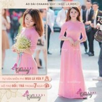 Áo dài màu hồng phấn may sẵn ADC461 áo dài cổ tròn lụa mỹ cao cấp