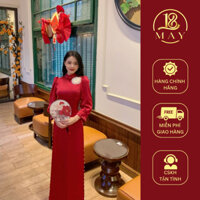 Áo dài May 18 lụa đỏ đính hoa đính viền ngọc trai sang trọng quý phái