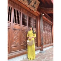 áo dài may sẵn - áo dài trơn 1 màu- áo Vàng Cốm