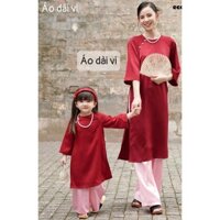 Áo dài mẹ và bé bé dáng xuông xưa,Áo dài tết cho bé
