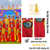 Áo dài múa biểu diễn văn nghệ Đỏ Vàng, Áo dài cách tân nữ múa kèm quần ống váy 70cm