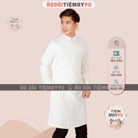 Áo Dài Nam Cách Tân Trắng Truyền Thống Tiệm 90 May Sẵn Vải Tafta Dáng Lịch Lãm Dự Tiệc Cưới Lễ Tết Đẹp AD90121