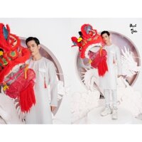 Áo dài Nam Tết 2025 trơn cổ tròn thiết kế mới nhất, Áo dài cách tân thời trang tại Hà NộI