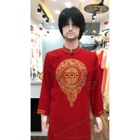 Áo dài nam vẽ trống đồng mực không bay (Áo Dài Gia Hân Phạm)