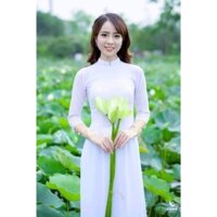 Áo dài ngọc hân, áo trắng học sinh chất liệu vải lụa mỹ cao cấp, thoáng mát co giãn tốt.