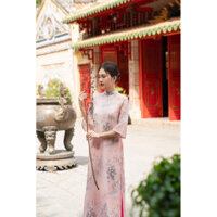 Áo dài ngọc hoa thêu kèm ảnh thật 100%