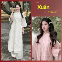 Áo Dài NGỌC HỶ Cách Tân Tơ Dệt Ánh Kim Dáng Suông - Chất Liệu Ren Hoa Hồng Dệt Nổi Ánh Kim - Áo Dài Xuân An