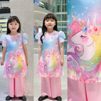 Áo dài ngựa pony unicorn cầu vồng ngọt ngào cho bé gái