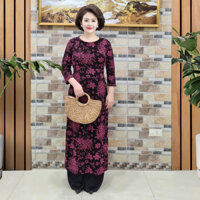 Áo dài nhũ co giãn 4 chiều cho tuổi trung niên- Áo dài cách tân đẹp cho mẹ( quần+ áo)