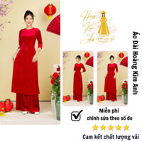 Áo dài nhung nhám cách tân cổ tròn tay lỡ thiết kế trẻ trung mặc tết, lễ cưới, dự tiệc - Áo dài Hoàng Kim Anh may đo