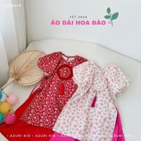 Áo dài nhung tăm Anh đào- ZUNkids