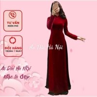 Áo dài nhung trơn đỏ đô quý phái, sang trọng - Áo Dài Hà Nội