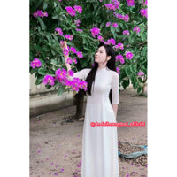 Áo dài nữ 4 tà trắng chiffon cao cấp,chụp kỷ yếu, hội khóa học sinh sinh viên - Áo Dài Hoàng Mai