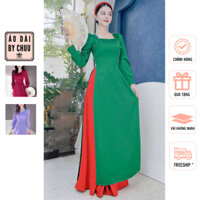 Áo dài nữ cách tân cổ vuông đính nút bọc không kèm quần CHUU AD8025