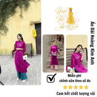 Áo dài nữ cách tân dáng xuông thiết kế thêu họa tiết hoa nhí tay lỡ cổ tròn may sẵn, Áo dài Truyền Thống màu TÍM HỒNG