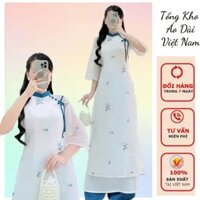 Áo dài nữ cách tân màu trắng phối cổ xanh siêu xinh - Tổng Kho Áo Dài Việt Nam