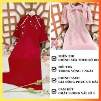 ÁO DÀI NỮ CÁCH TÂN THIẾT KẾ HOẠ TIẾT HOA TRUYỀN THỐNG TRẺ TRUNG MẶC LỄ TẾT DỰ TIỆC MÀU ĐỎ HỒNG