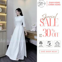 Áo Dài Nữ Đẹp Lụa Mỹ Trơn Cổ Xếp Ly Tay Bông Lỡ Co Giãn Mêm Mịn Tôn Dáng Trẻ Trung Hàng May Sẵn