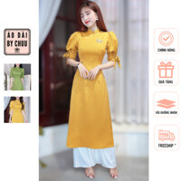 Áo dài nữ trơn cách tân kiểu tay bồng thắt nơ không kèm quần CHUU AD8002