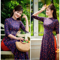 Áo dài nữ truyền thống màu tím hoạ tiết in mẫu mới nhất 2025 - Áo Dài Phương Anh Nữ -  vải mịn mát