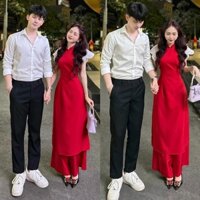 Áo dài phối tay voan cánh tiên + quần suông Bigsize Kim Ngân từ 50kg đến 100kg (M/L/XL/XXL)(áo dài cách tân)(đồ tết)