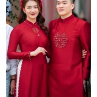 Áo dài song hỷ lụa vân gỗ cao cấp, áo cưới hiện đại, áo ăn hỏi, áo cho cô dâu kết cườm, chữ hỷ sang trọng