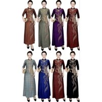 Áo dài sườn xám cách tân trung niên cổ nạm đá hoa đính đá thun nhũ  size lớn 75kg,  Sườn xám áo dài cách tân thun nhũ