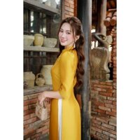 Áo dài tà ngắn cách tân phối tay phồng AD204