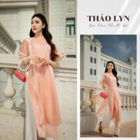 Áo Dài Tay Cánh Tiên Màu Hồng AV115, Phù Hợp Tết - Áo Dài Thiết Kế Thảo Lyn