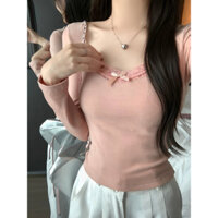 Áo dài tay cổ ren chất cotton mịn.Áo bra kèm đệm mút tiện lợi free size 40-55kg