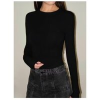 Áo dài tay cổ tròn chất cotton mịn co giãn mềm mịn DOUYI ÁO thun giữ nhiệt ôm body - A02 Áo Thun Nữ