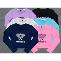 Áo Dài Tay Croptop Thể Thao Nữ Chơi Pickleball Tennis Gym Chất Thun Co Giãn Lên Phom Xinh