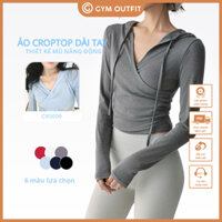 Áo dài tay dáng croptop có mũ phong cách thể thao thun mềm thích hợp mặc đi tập Gym Yoga Pilates Pickle ball CX5009