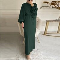 Áo dài tay màu trơn, đầm Hồi giáo giản dị, abaya kaftan, thanh lịch và khiêm tốn JZ7P