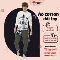 Áo dai tay Nam - Áo thun G.J tay dài vải cotton cá tính 2 màu đen trắng, áo thun nam dư xịn