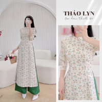 Áo Dài Tay Ngắn Bồng AV116, Dáng Tết Phong Cách Mới - Áo Dài Thiết Kế Thảo Lyn