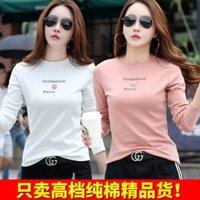 Áo dài tay nữ  croptop  Áo Thun Dài Tay Màu Trắng Cộng Lông Cúc