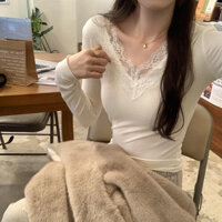 Áo dài tay ren cổ chữ V 80805