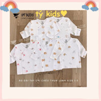 Áo dài tay sơ sinh thun lạnh peptit cao cấp cho bé nền trắng size 3-9kg