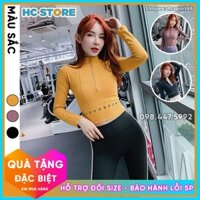 Áo Dài Tay Tập Gym Yoga Nữ AD13 Chất Thun Lạnh Co Giãn Tốt, Dáng Croptop Có Khoá Kéo - HcSport68